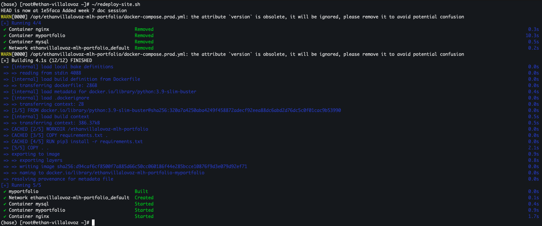 One script to rule them all: rebuilding and redeploying my portfolio with Docker Compose in seconds